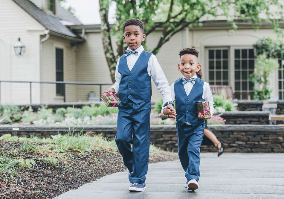 Two boys ring bearers in blue suits