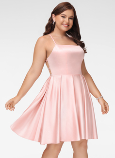 Pearl Pink A-line Short Satin Prom Dress