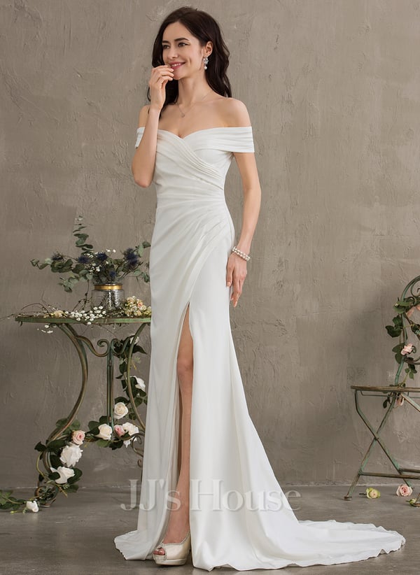 Model in Sheath Wedding Dress