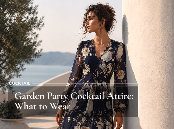 Lady in long sleeve v-neck floral dress